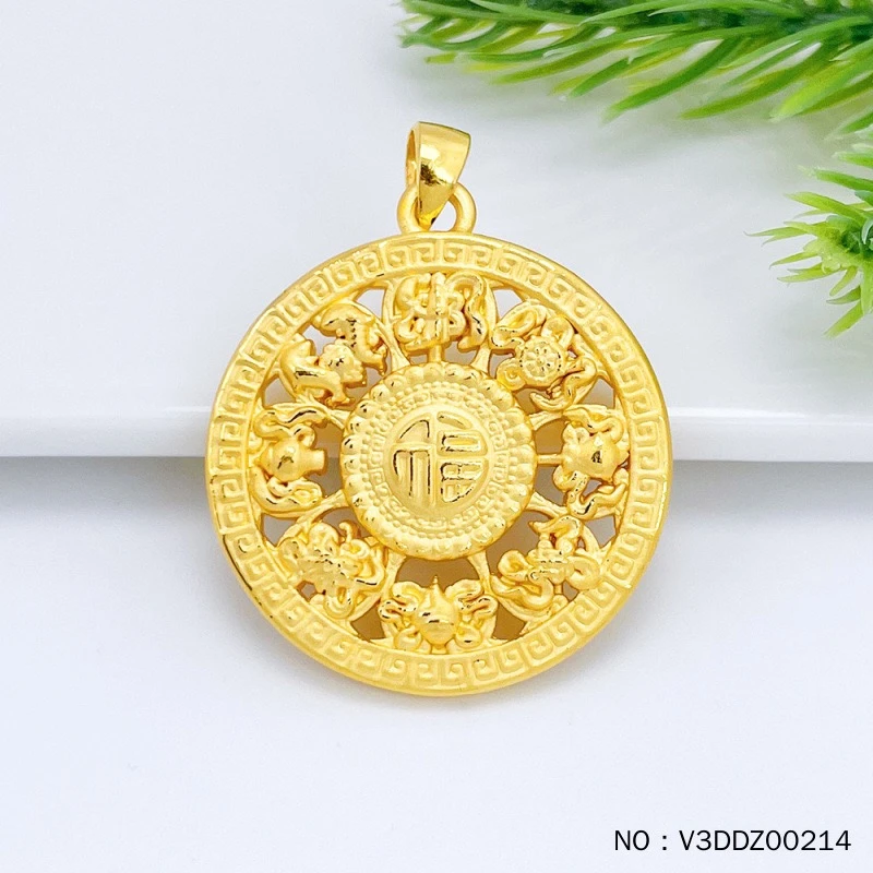 足金999黄金吊坠3D硬金工艺八宝罗盘精美金挂坠真金
