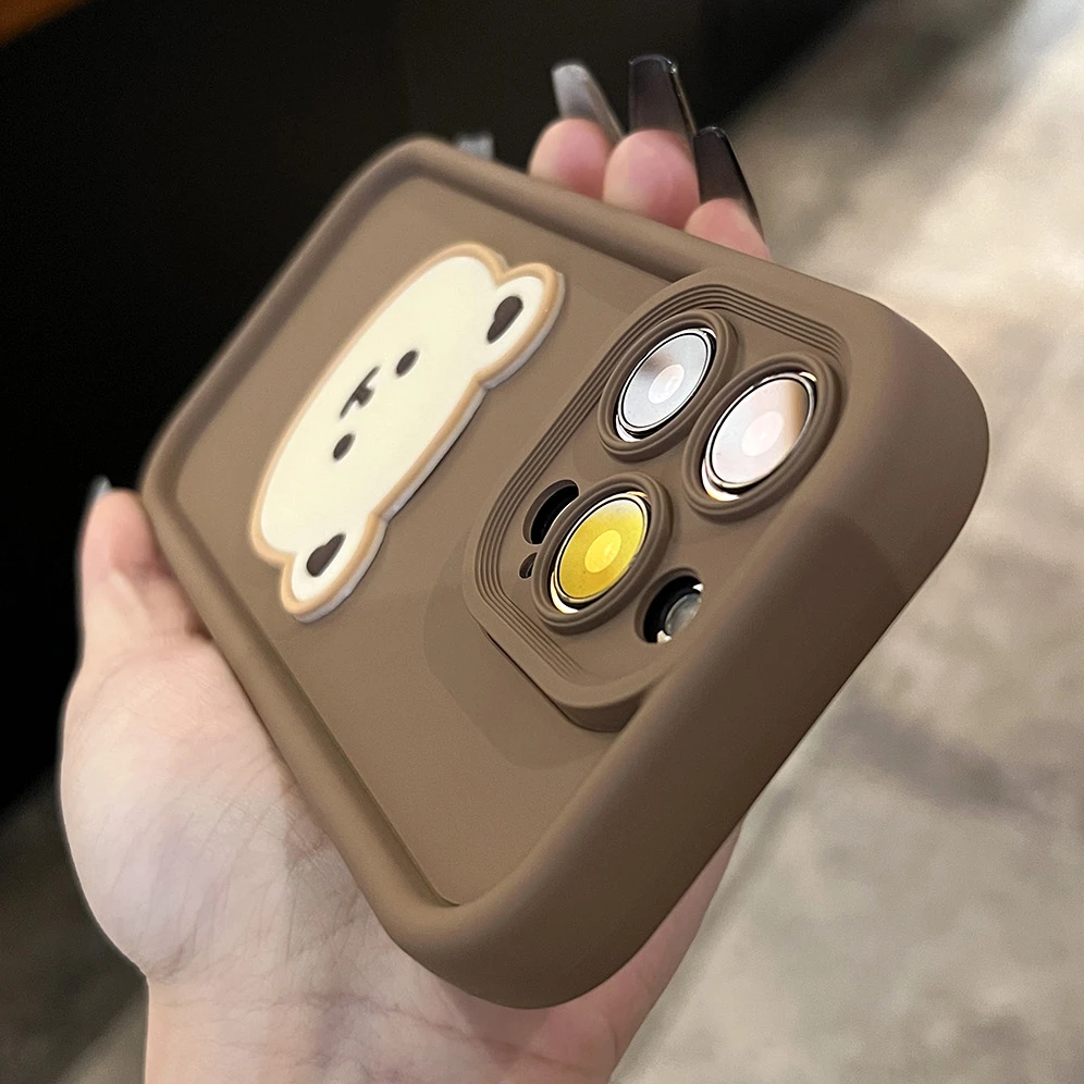 立体小熊苹果15手机壳新款iPhone14pro硅胶13全包12防摔x保手机壳