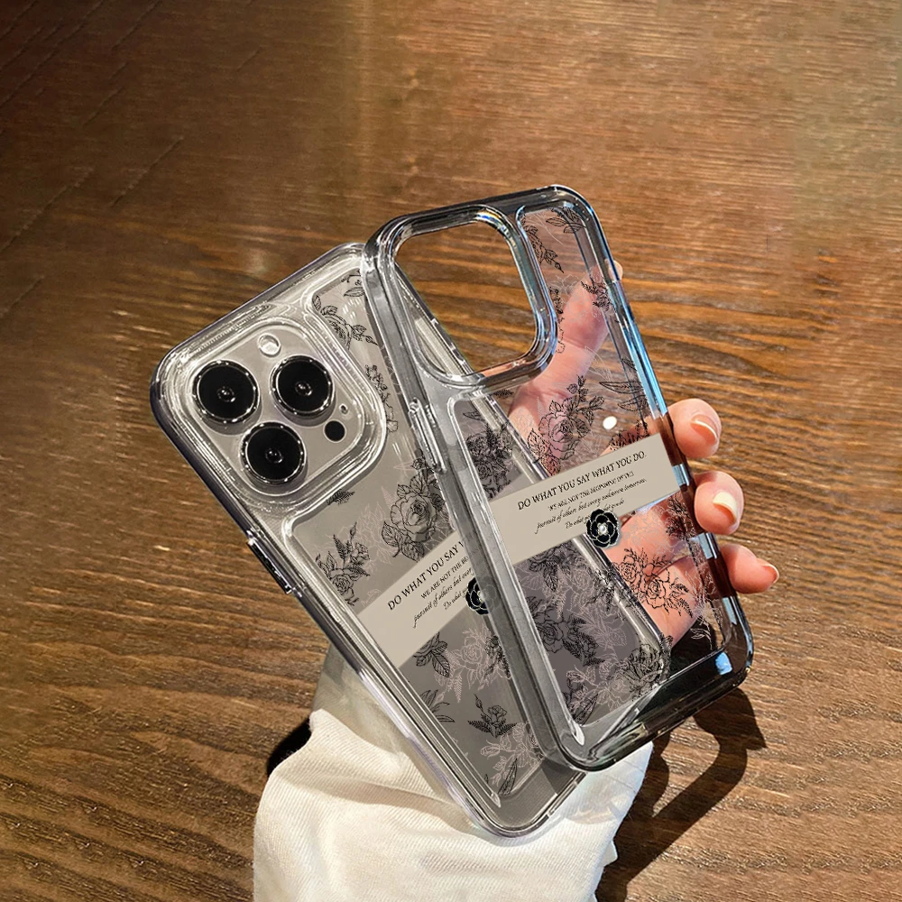 简约山茶花适用iPhone15苹果13promax手机壳14创意11小众12个性xr