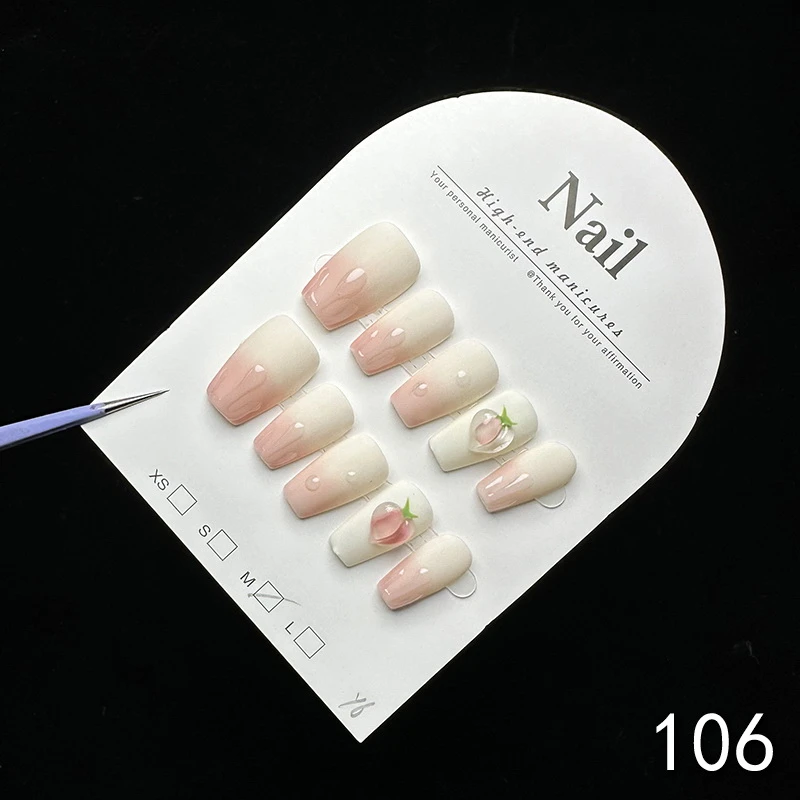 纯手工穿戴甲手绘花飞蝶舞极光镂空蝴蝶美甲贴片高级106
