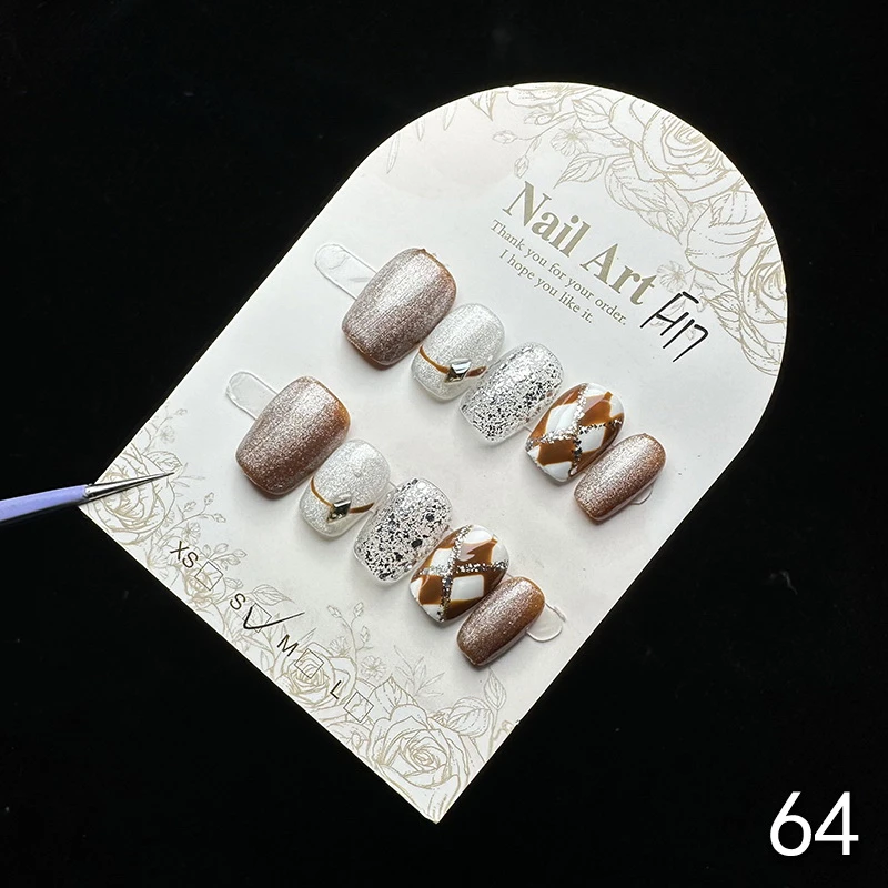 纯手工穿戴甲手绘花飞蝶舞极光镂空蝴蝶美甲贴片高级064