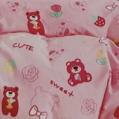 高品质长绒棉精纺棉春夏款双面四件套简约印花床单双层被套可爱