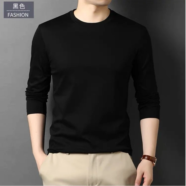 零触感 双纱苏匹马棉净版美学纯色T恤高品质长袖休闲长袖百搭圆领