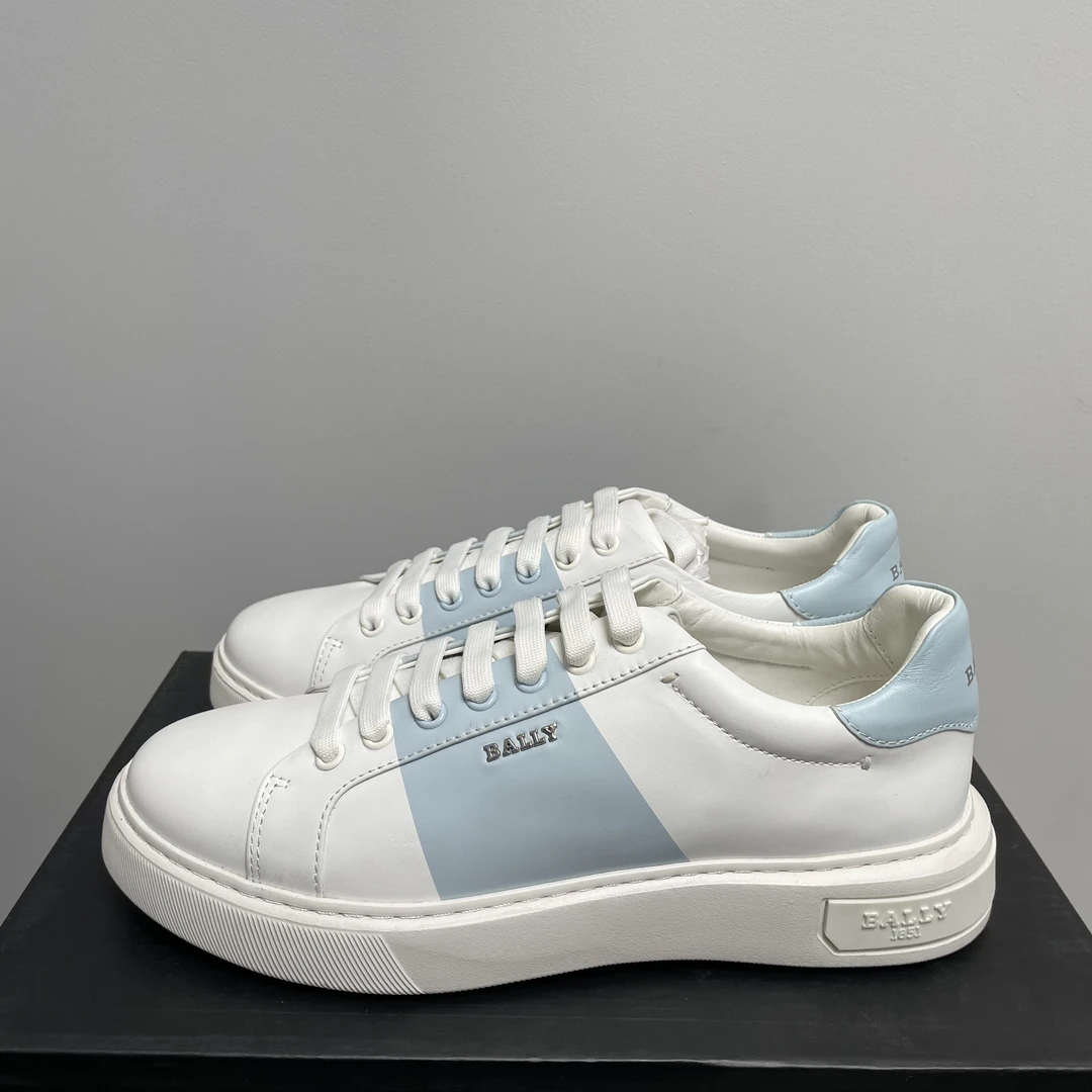 99新  【微瑕】BALLY/巴利 男士休闲板鞋 vt153蓝白纹