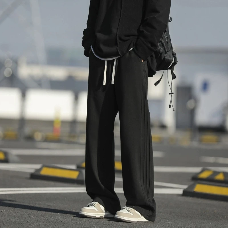 美式潮牌直筒长裤子灰色重磅卫裤男士秋季宽松休闲百搭阔腿运动裤