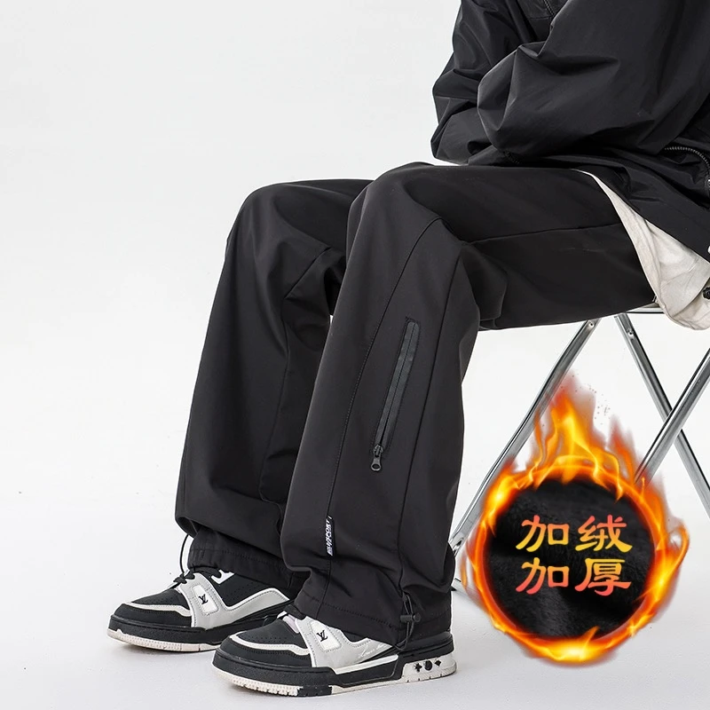 美式机能登山冲锋裤男女2025秋冬宽松大码直筒防水加绒速干工装裤