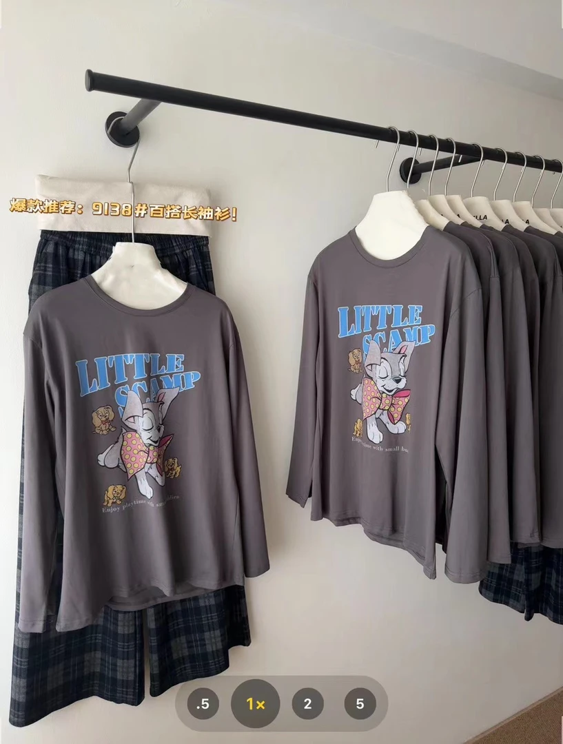 2024秋季新款韩国东大门可爱小狗印花宽松百搭洋气长袖T恤