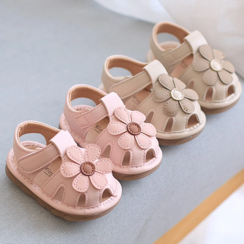 女宝宝包头凉鞋夏季叫叫鞋可爱软底防滑婴儿鞋子公主鞋小童学步鞋