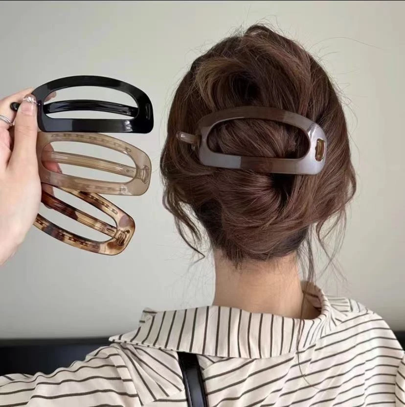 简约气质椭圆发夹女高级感亚克力后脑勺盘发一字夹时尚百搭头饰潮