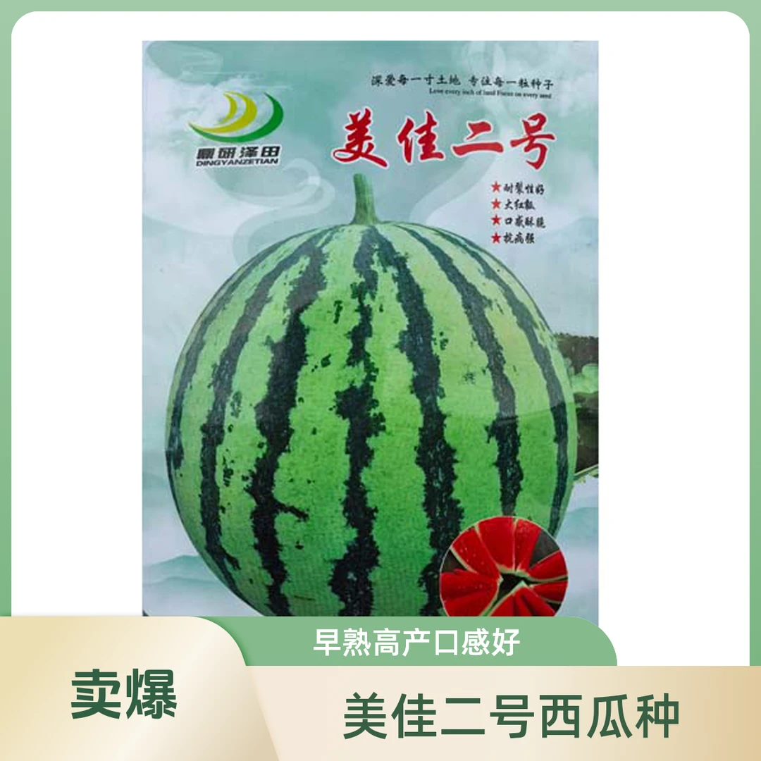 美佳二号大棚西瓜种早中熟耐裂口感酥脆大红瓤高产糖度高美都瓜种