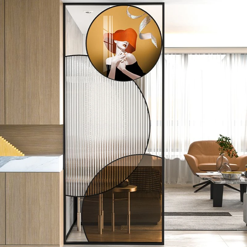 铁艺长虹玻璃玄关现代简约入户门客厅卫生间卫生间半墙隔断屏风