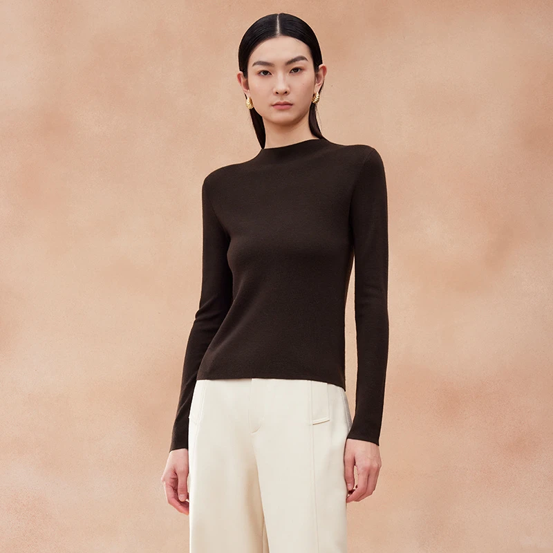 寺山文也 晨欣/德国扬子纱羊毛基础纯色小高领打底针织衫秋冬厚女