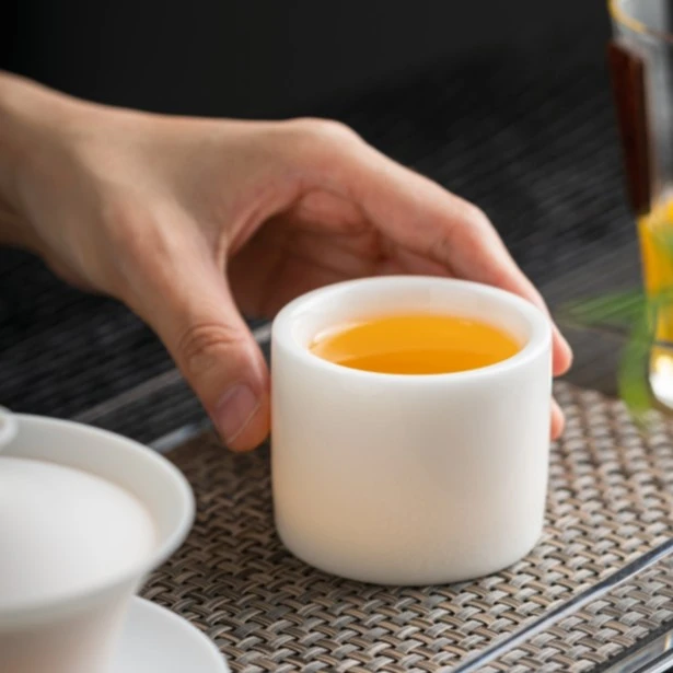 高端冰种玉瓷主人杯品茗杯茶具喝茶杯子纯白瓷茶杯家用高档茶盏杯