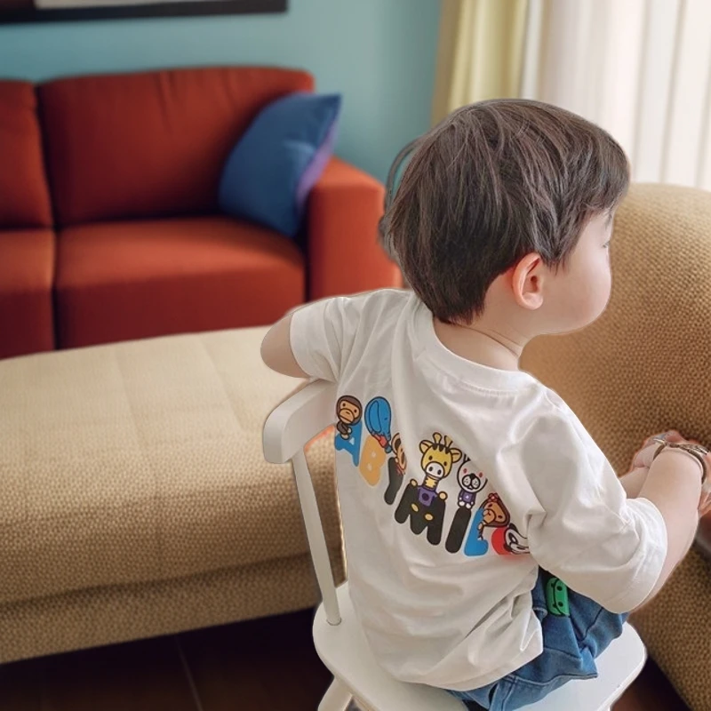 儿童T恤2024春夏季新款洋气男童T恤潮牌童装儿童短袖T恤宝宝上衣3