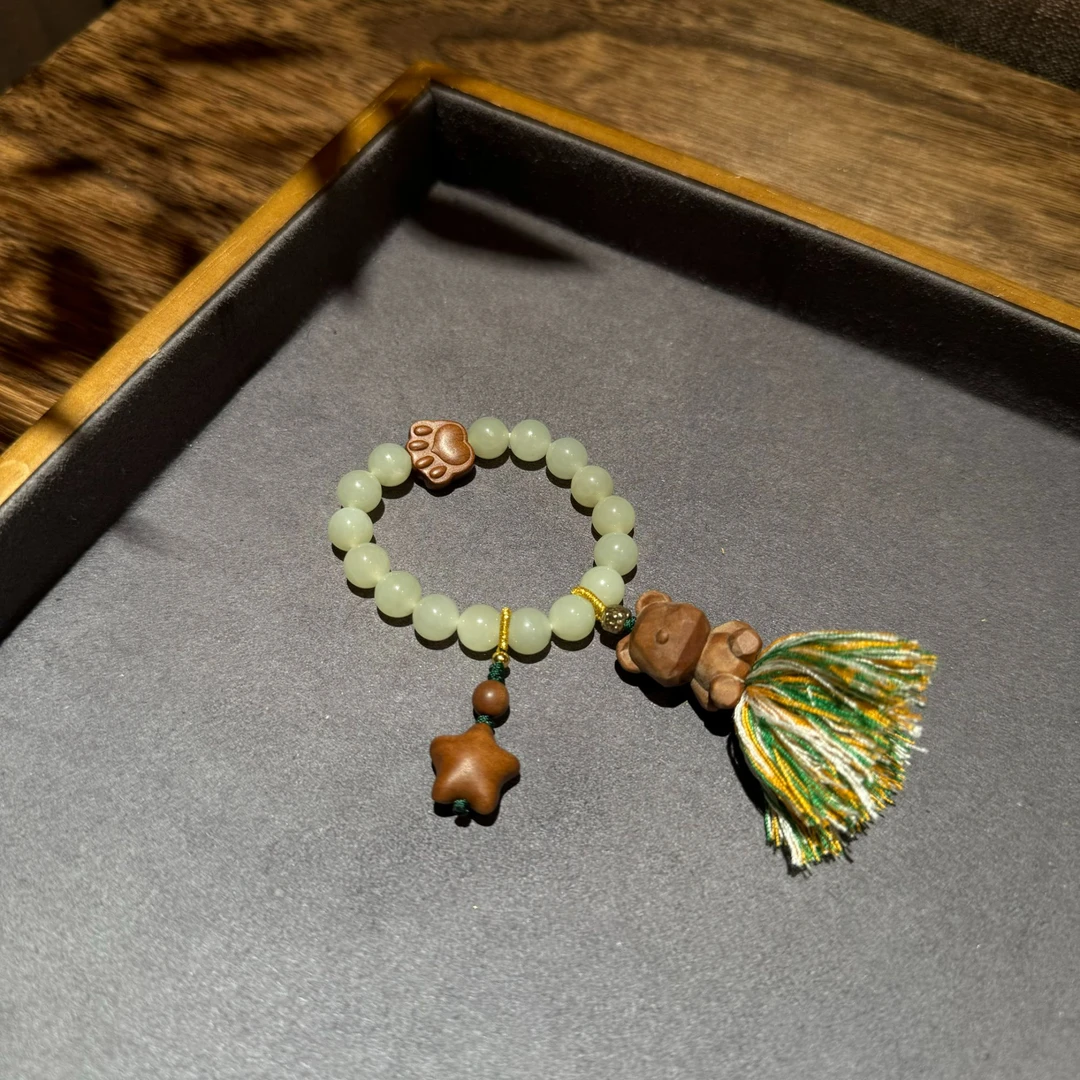 【景润】老山檀无相熊挂件 简约diy设计手捻