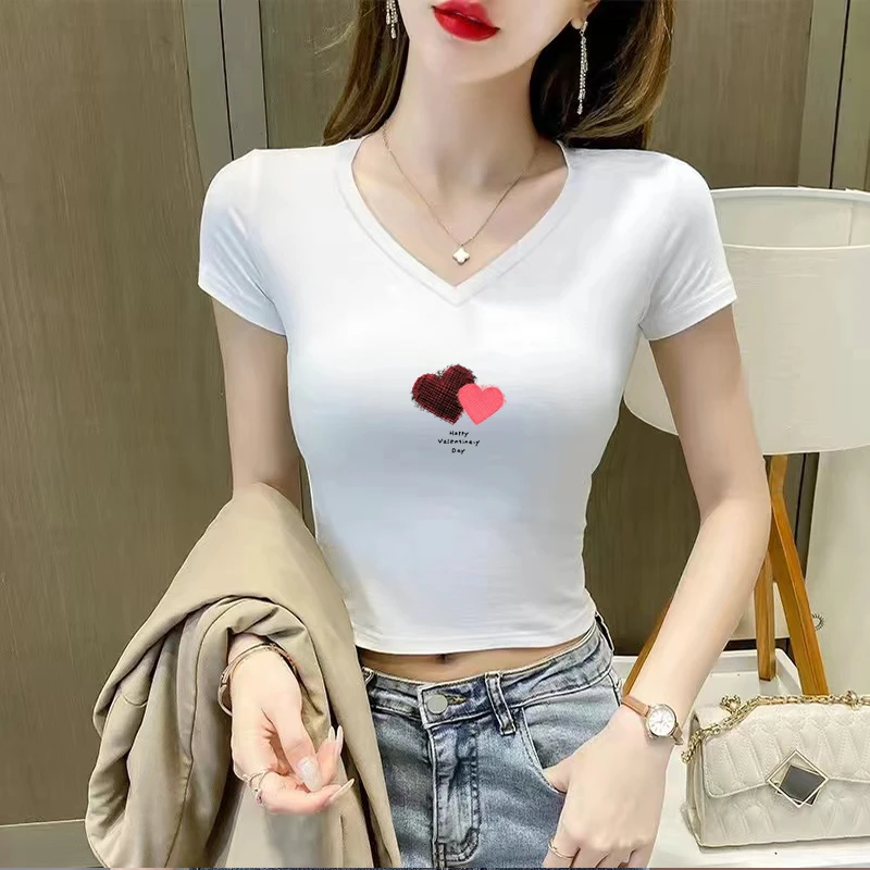 夏季新款短款短袖修身显瘦t恤紧身潮流高腰露露脐棉时尚半袖上衣