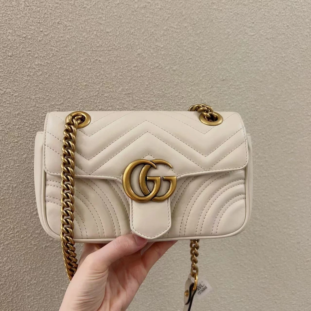 95新 GUCCI/古驰 7姐专场/白金 marmont 22 链条包