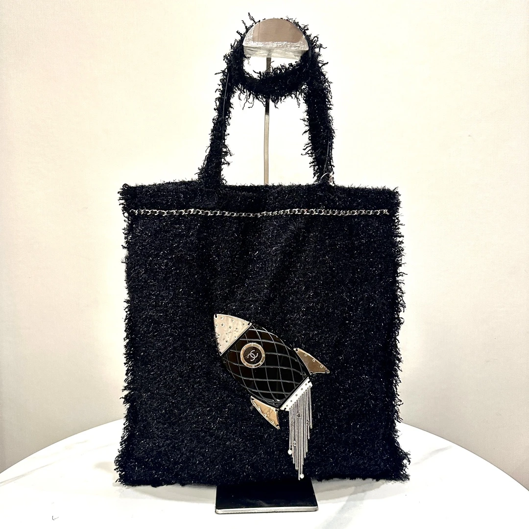 99新 Chanel/香奈儿 蔚蓝中古/火箭印花 购物袋