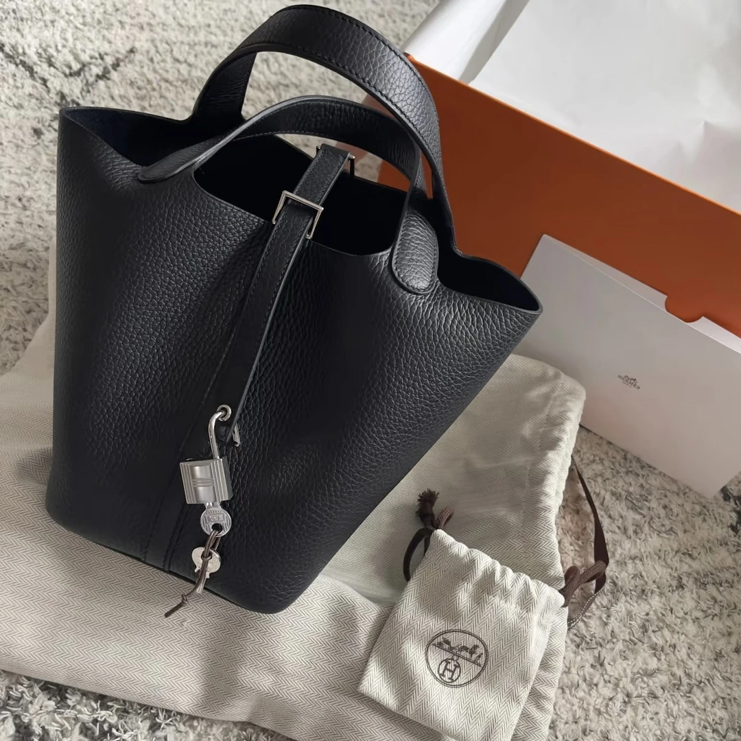 99新 Hermes/爱马仕 7姐专场/黑银 菜篮子18  B刻