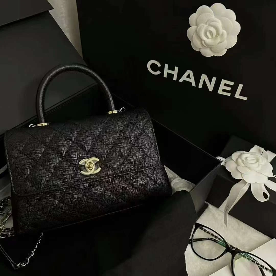 全新未使用 Chanel/香奈儿 7姐专场/黑金鱼子酱 小号 coco handle