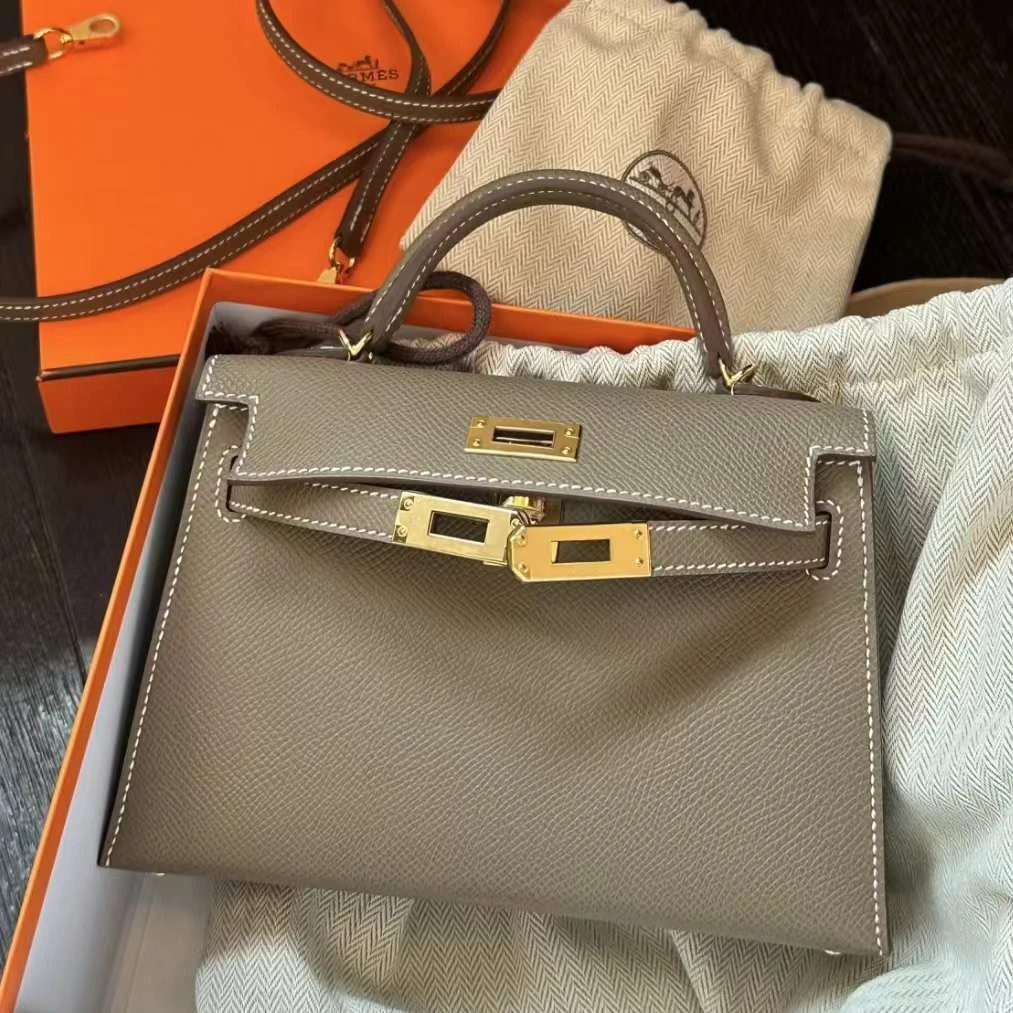 全新未使用 Hermes/爱马仕 7姐福利/大象灰 金扣 Kelly 二代 B刻