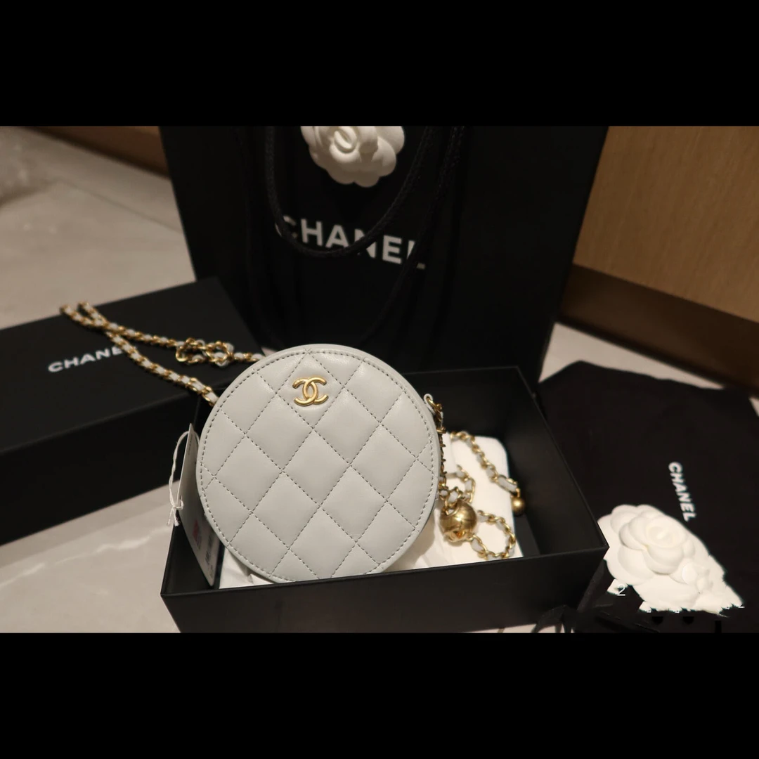 99新 Chanel/香奈儿 蔚蓝/灰色 金球 圆饼 链条包