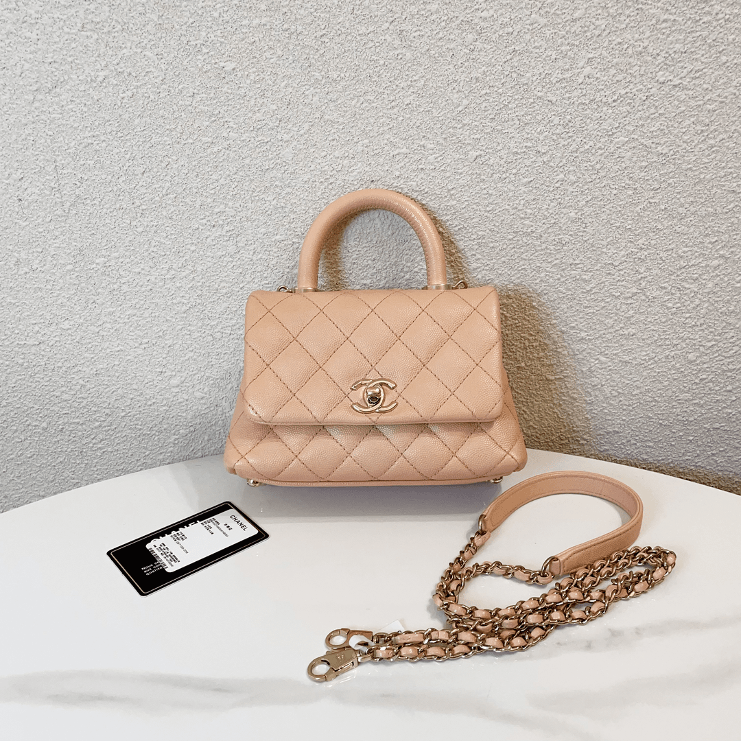 99新 Chanel/香奈儿 7姐福利/蜜桃粉  mini coco handle