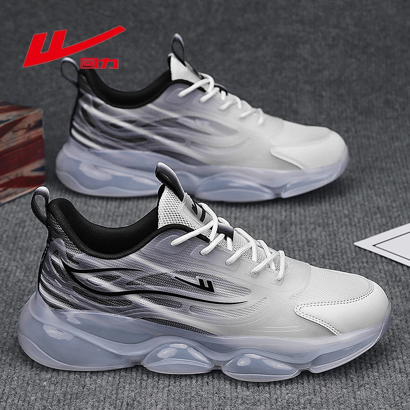 Warrior/回力夏季2024新款网面运动气垫减震跑步厚底增高老爹鞋