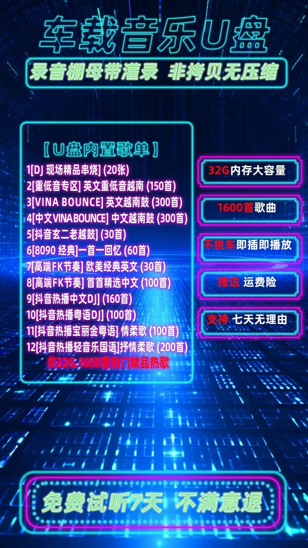 无损车载U盘 32G 母带音源灌录制作-调音师定制歌单