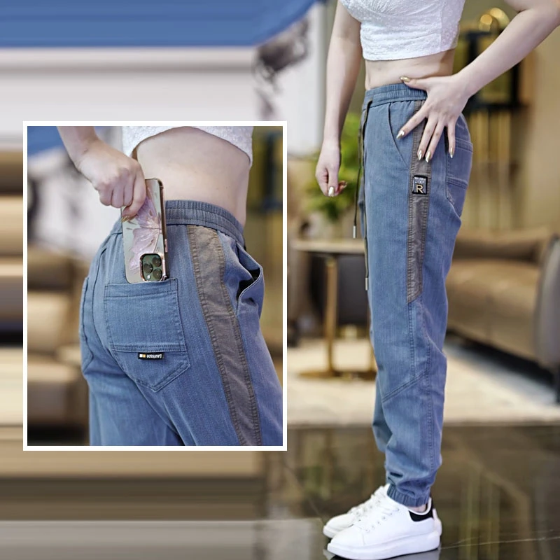 2024春季新款休闲裤潮流拼色时尚男士休闲裤外穿男裤