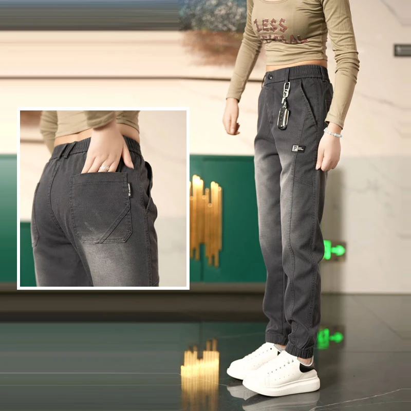 秋季新款美式渐变休闲裤男士宽松束脚天丝哈伦莱赛尔长裤子男外穿