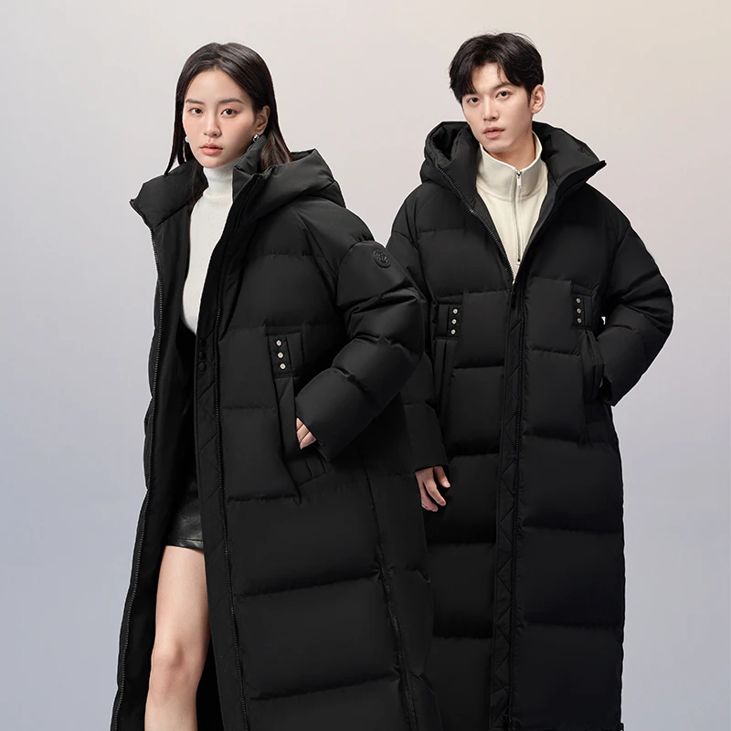 90鸭绒波司登【零下30度东北款高充绒】冬季款连帽长款情侣款羽绒服