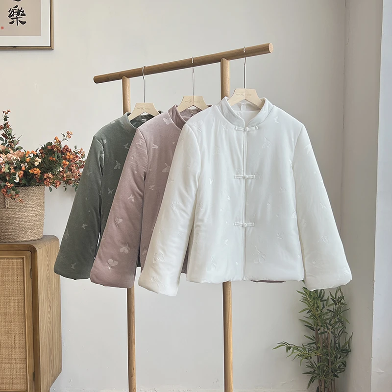 3926《袅袅烟雨眠》原创秋冬设计师气质保暖加厚舒适复古棉服