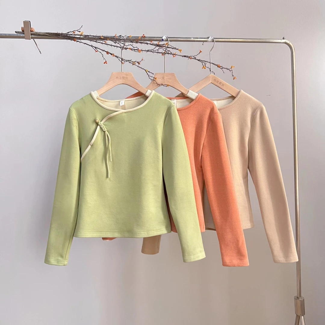 603《小茉莉》设计师手工麦穗盘扣复古秋冬文艺保暖双面绒上衣