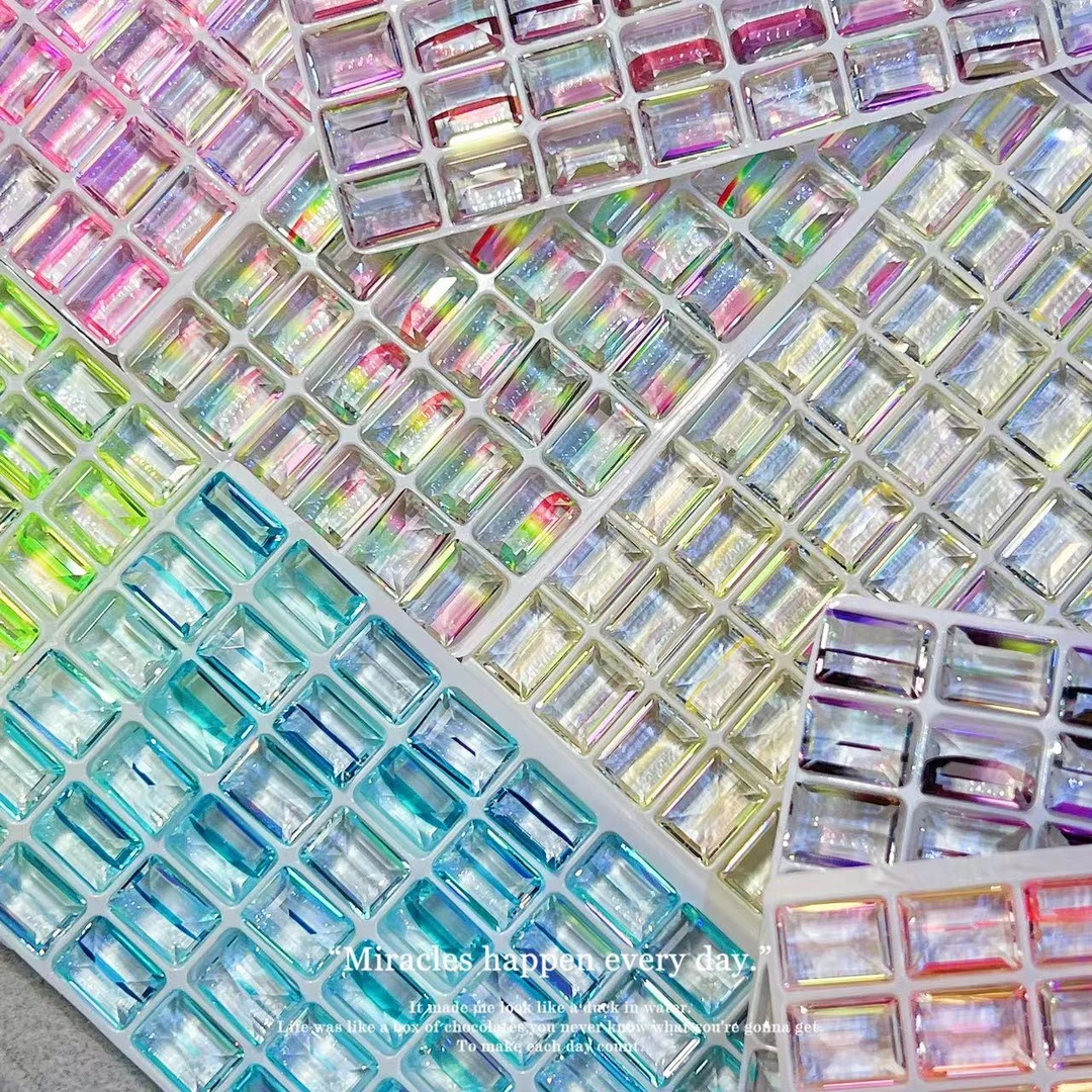 【高端系列】梧州水晶料混 高定 超闪 冰糖肥方爱心 DIY美甲钻透混