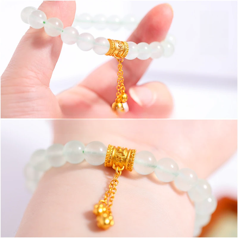 合金手链 六字真言两世欢流苏手链女款气质百搭女士镶嵌单圈