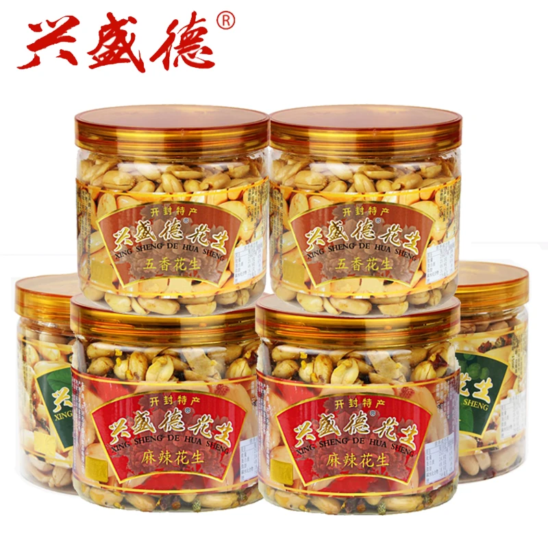 开封兴盛德花生桶装325g河南特产麻辣五香藤椒花生酥脆零食下酒菜