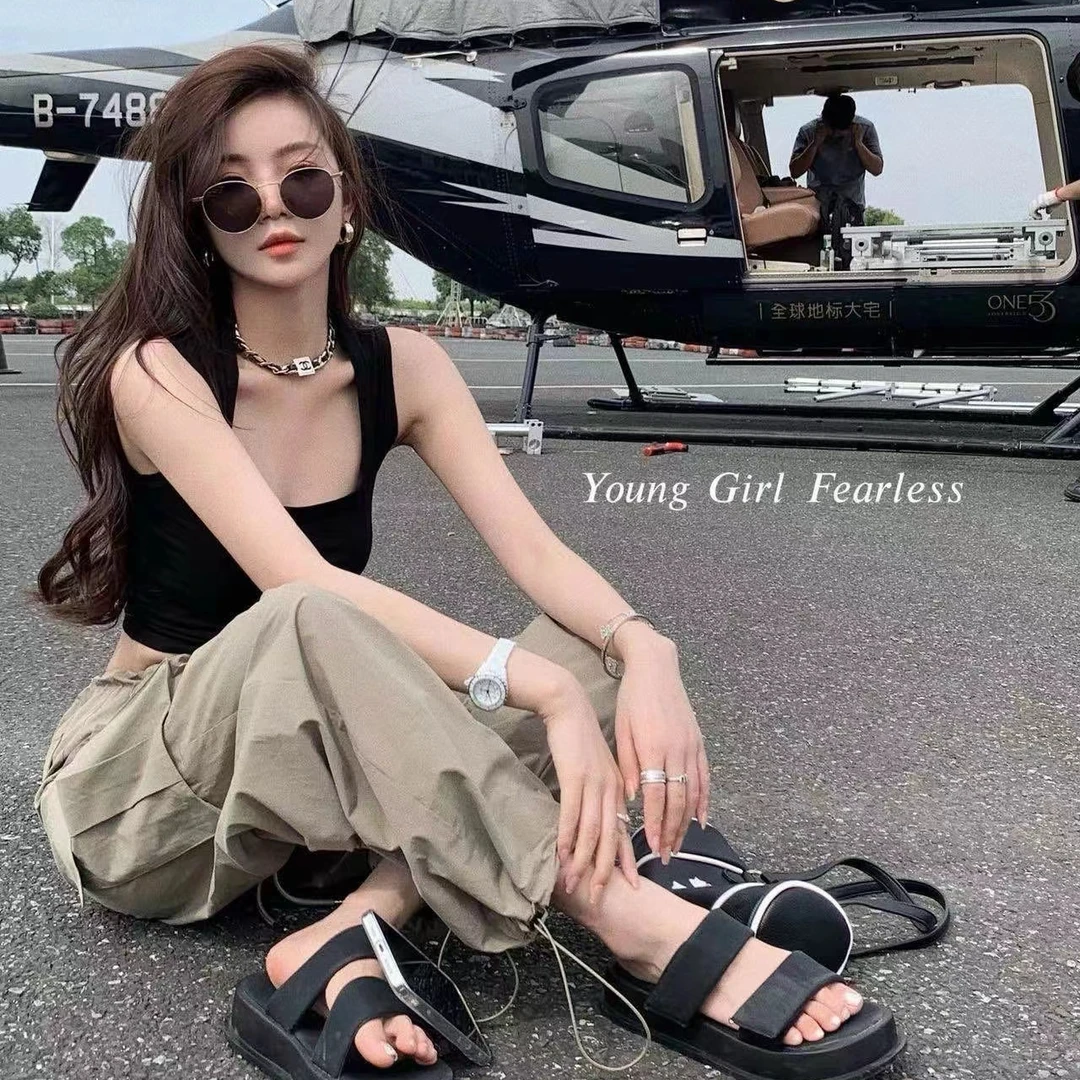 短款紧身内搭外穿工字背心女装夏季简约纯色显瘦修身无袖方领上衣