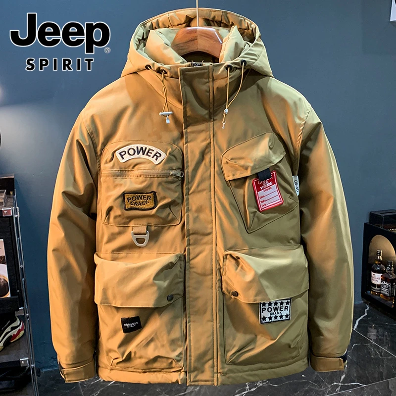 jeep吉普户外抗寒工装棉服男冬季连帽外套御寒神器保暖衣防风加厚