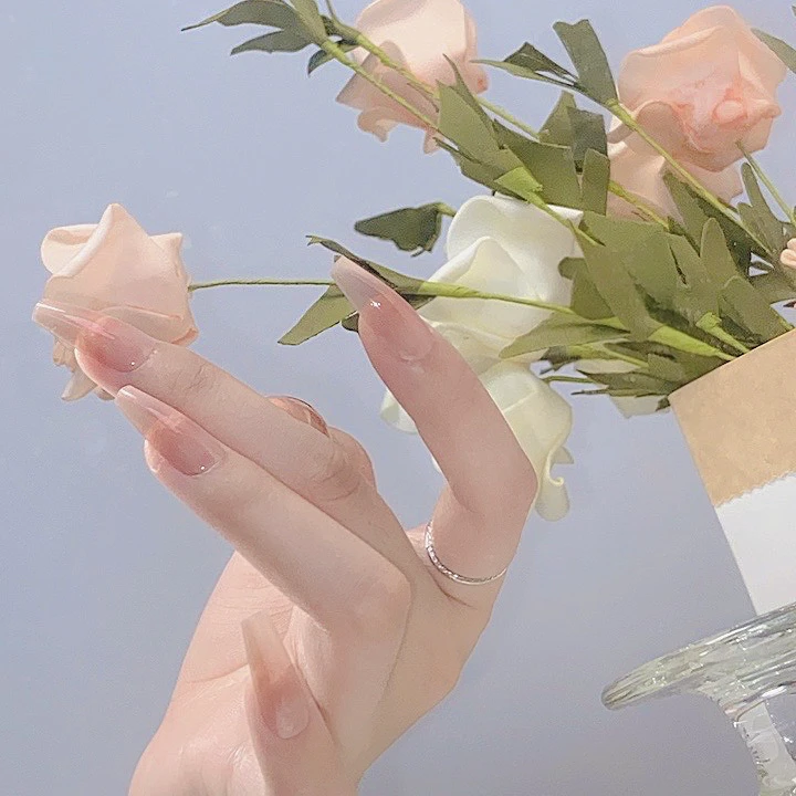 320【冰透腮红】夏日纯欲裸色ins穿戴式美甲指甲贴学生简约显白渐变