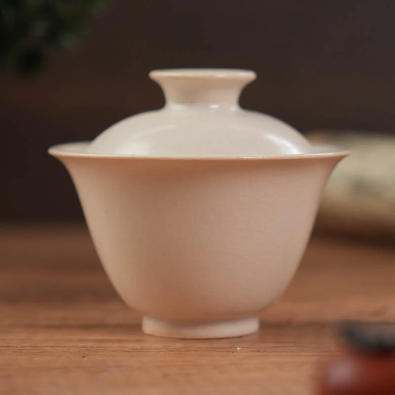 【霖松堂】白陶草木灰聚源盖碗110CC LST037