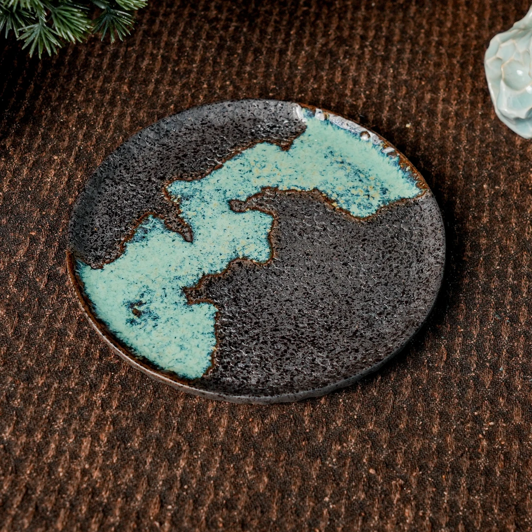 当代 【风禾】全手工荷叶粗陶壶承  （直径15.8cm）预售