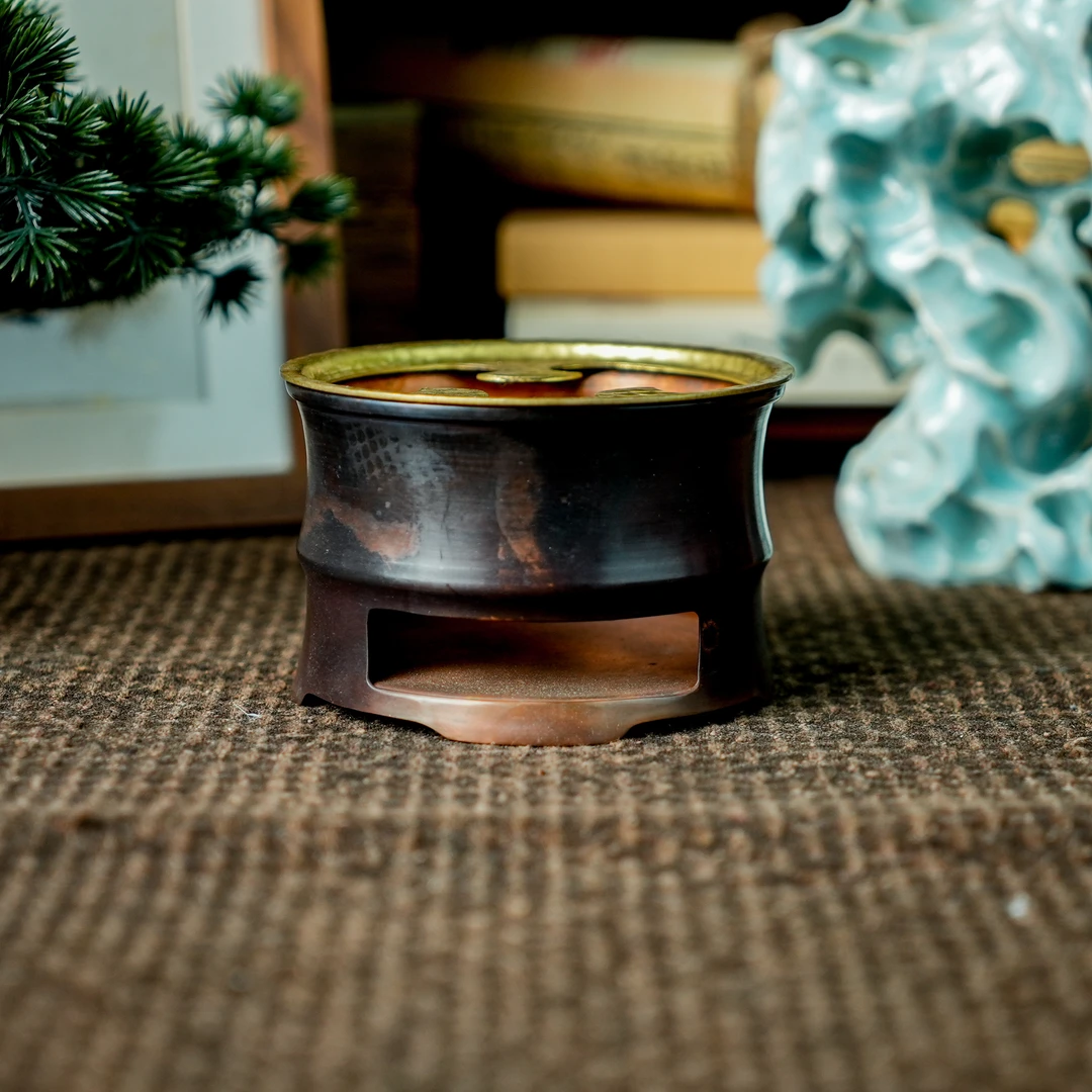 【春喜铜】竹节蜡烛溫茶炉  春喜铜0270