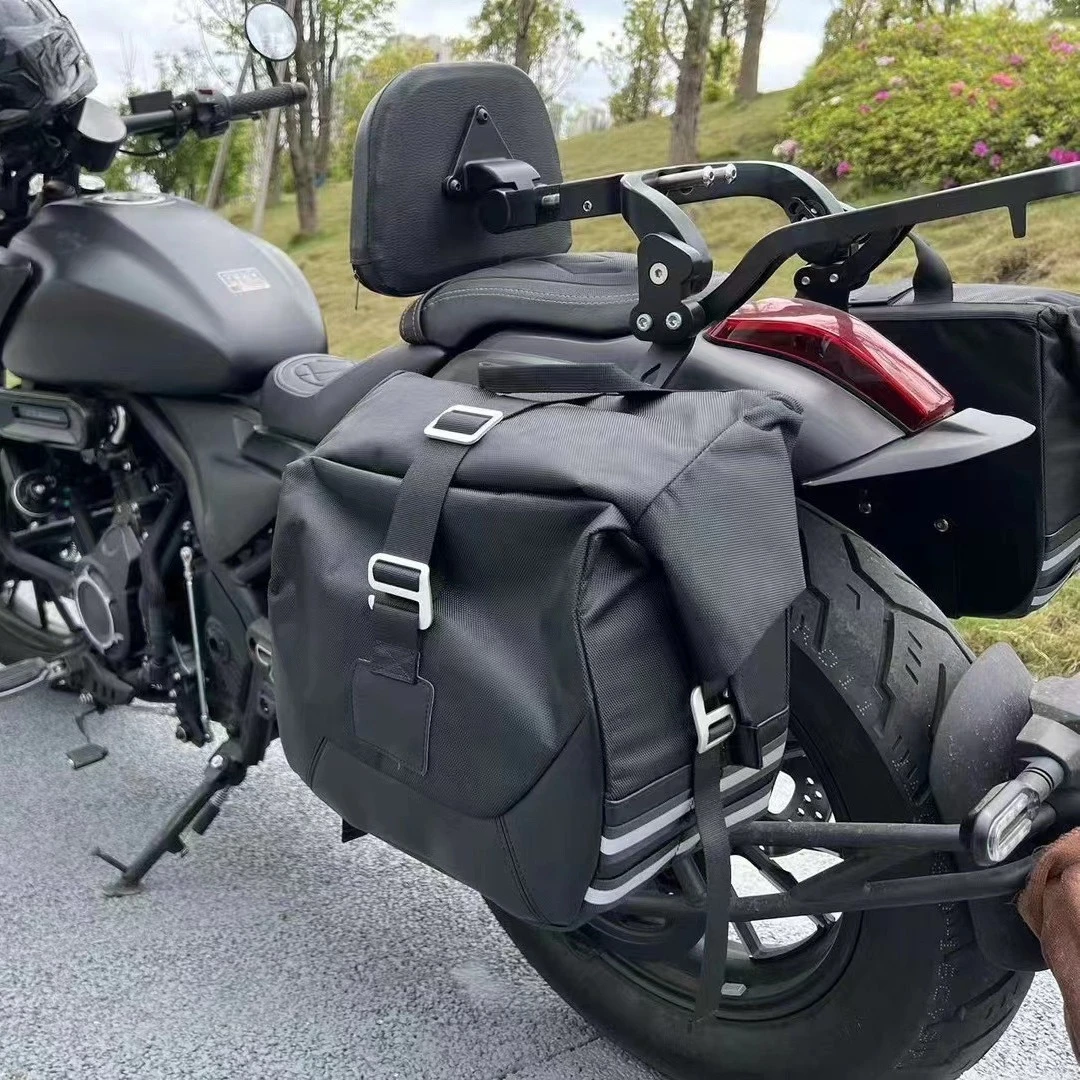 复古机车无极CU525金吉拉黑骑500防水大容量帆布头盔包骑士边包