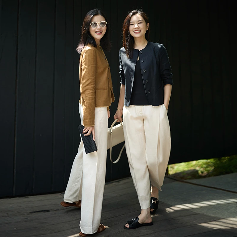 COLINWANG-璀璨永恒春夏|自然的馈赠透气亚麻通勤小香风夹克外套