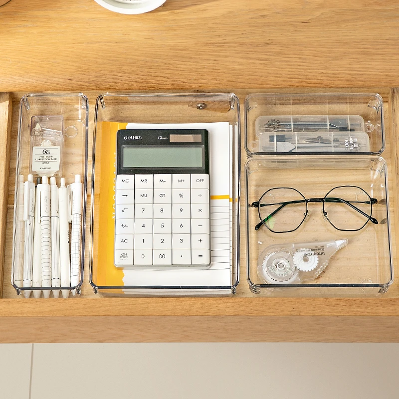 EMC/亿美家品5件套桌面抽屉收纳盒长条分隔盒杂物盒透明分格神器