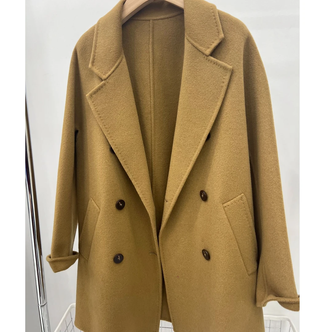 【蓉姐姐品奢】24新款山羊绒801短款气质双面绵羊毛毛呢外套82001