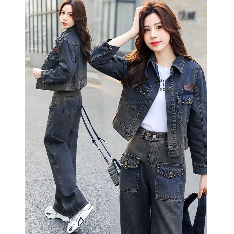 牛仔套装女早春秋2024新款欧货减龄休闲时尚高端洋气出游服装女