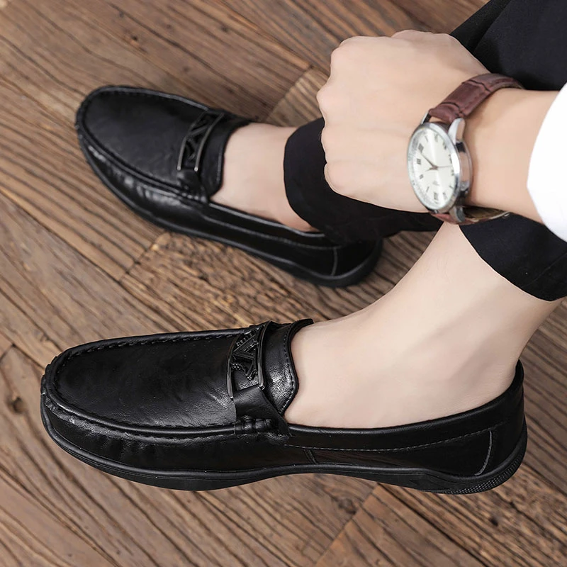 豆豆鞋男款夏季透气2025新款爆款软皮软底一脚蹬男士开车专用鞋子