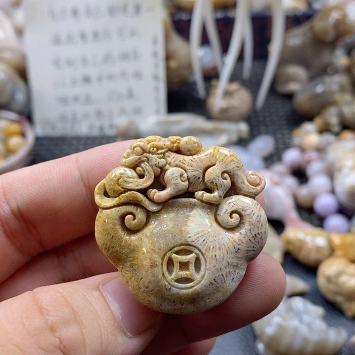 硅化珊瑚（珊瑚玉）颈饰未镶嵌